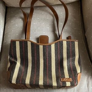Stone Mountain Accessories Black and Tan Striped Tote